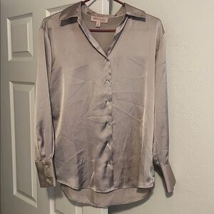 Philosophy Satin Button-Up Blouse